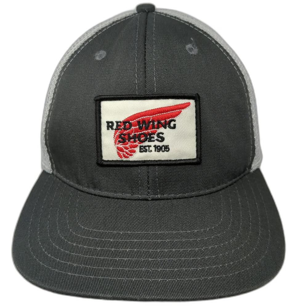 Red Wing Shoes Trucker Hat Gray One Size Mesh Back Snapback Logo Workwear Boot